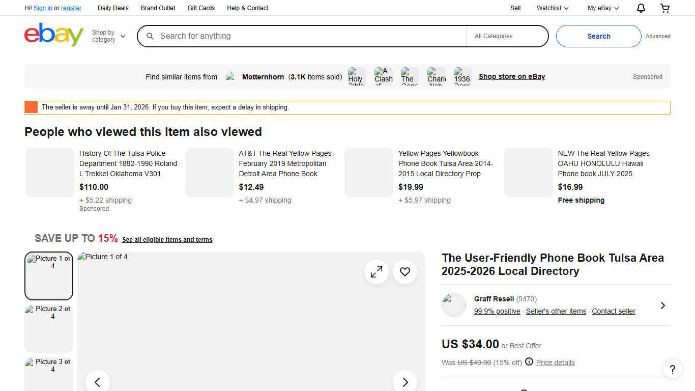 The User-Friendly Phone Book Tulsa Area 2025-2026 Local Directory eBay